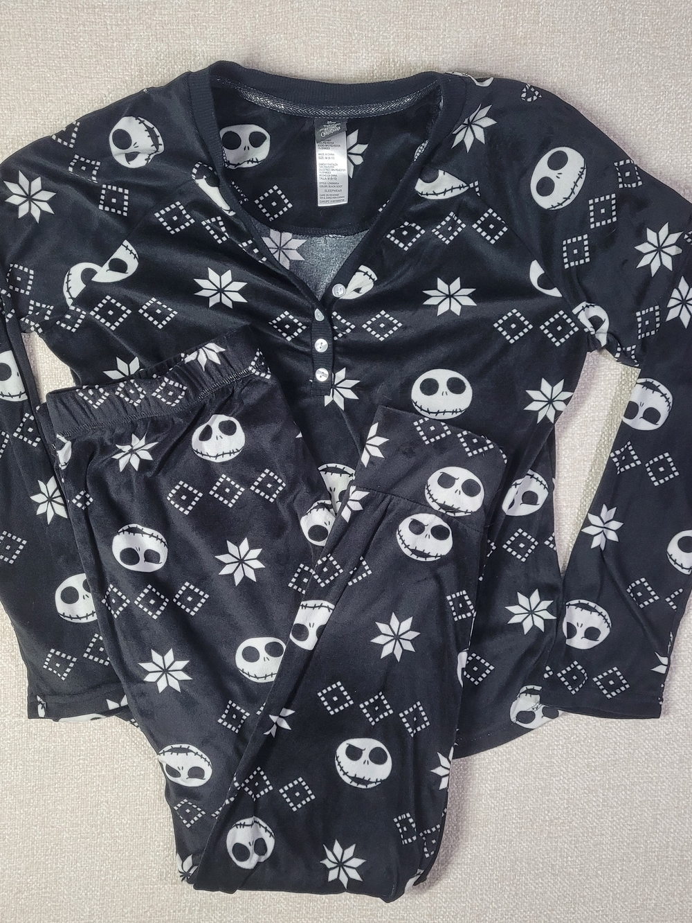 Disney Black & White Jack Skellington Pajama Set for Women